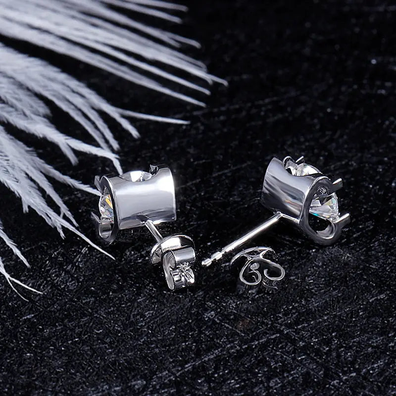 14k White Gold Moissanite Stud Earrings 2ctw Moissanite Engagement Rings & Jewelry | 14k Stud  |Luxus Moissanite