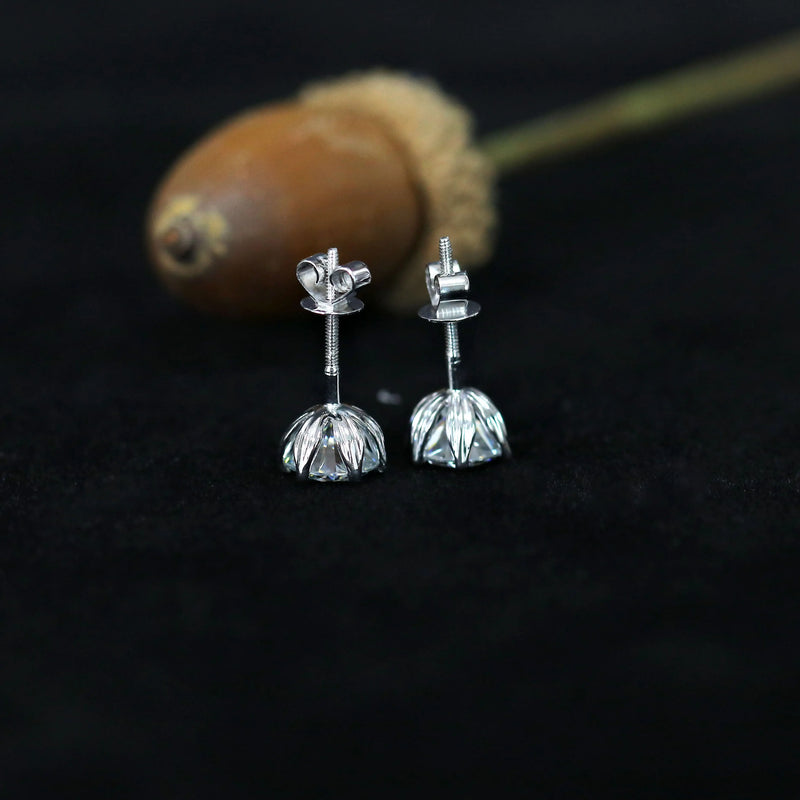 14k White Gold Moissanite Stud Earrings 2ctw Moissanite Engagement Rings & Jewelry |  Fashionable Stud Earrings -  Fashionable Stud Earrings   |Luxus Moissanite