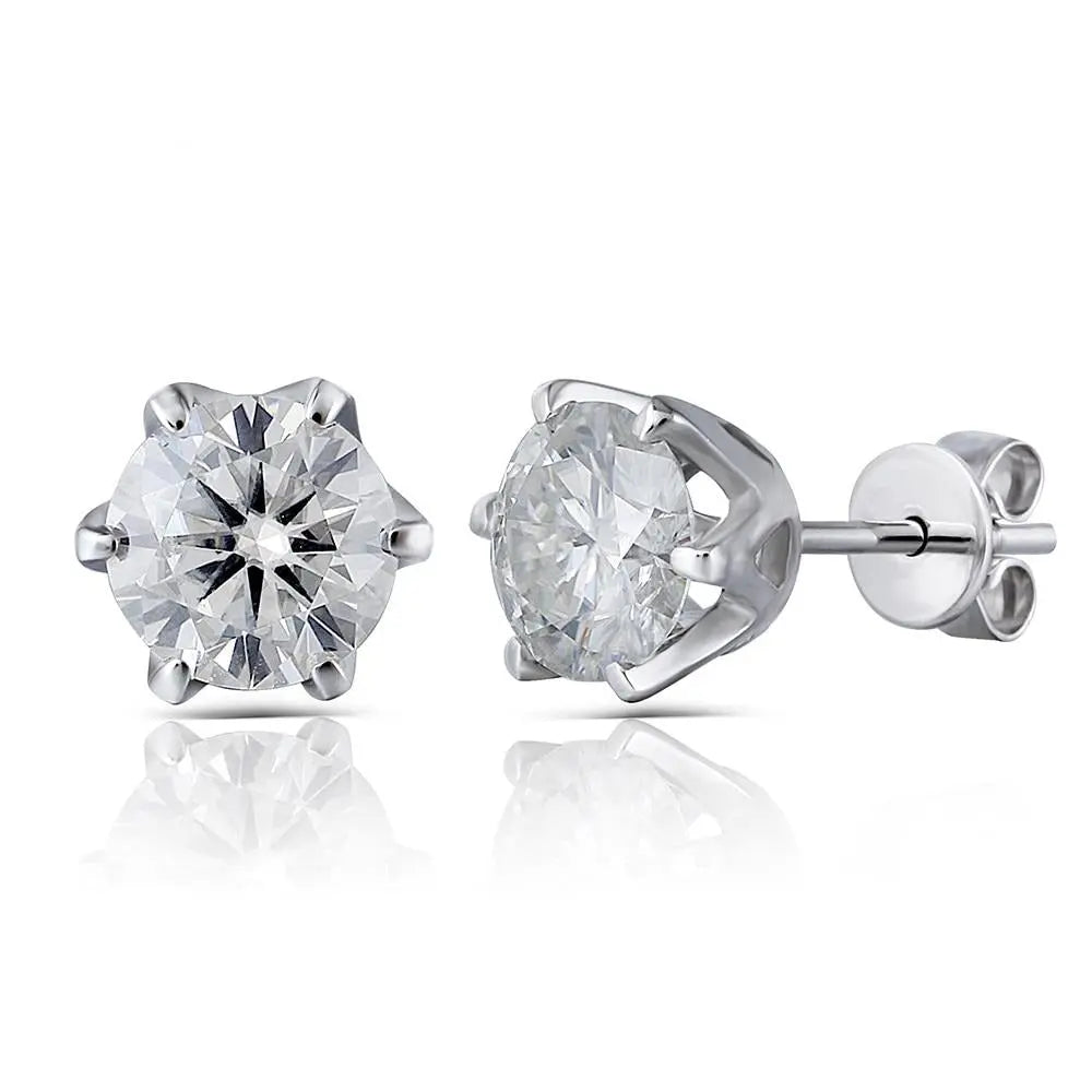 14k White Gold Moissanite Stud Earrings 2ctw Moissanite Engagement Rings & Jewelry | Earrings Set | Luxus Moissanite