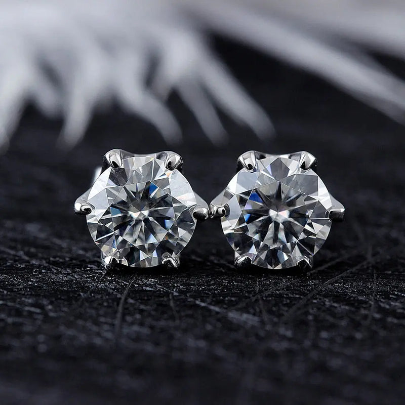 14k White Gold Moissanite Stud Earrings 2ctw Moissanite Engagement Rings & Jewelry | Luxus Moissanite | Earrings Set