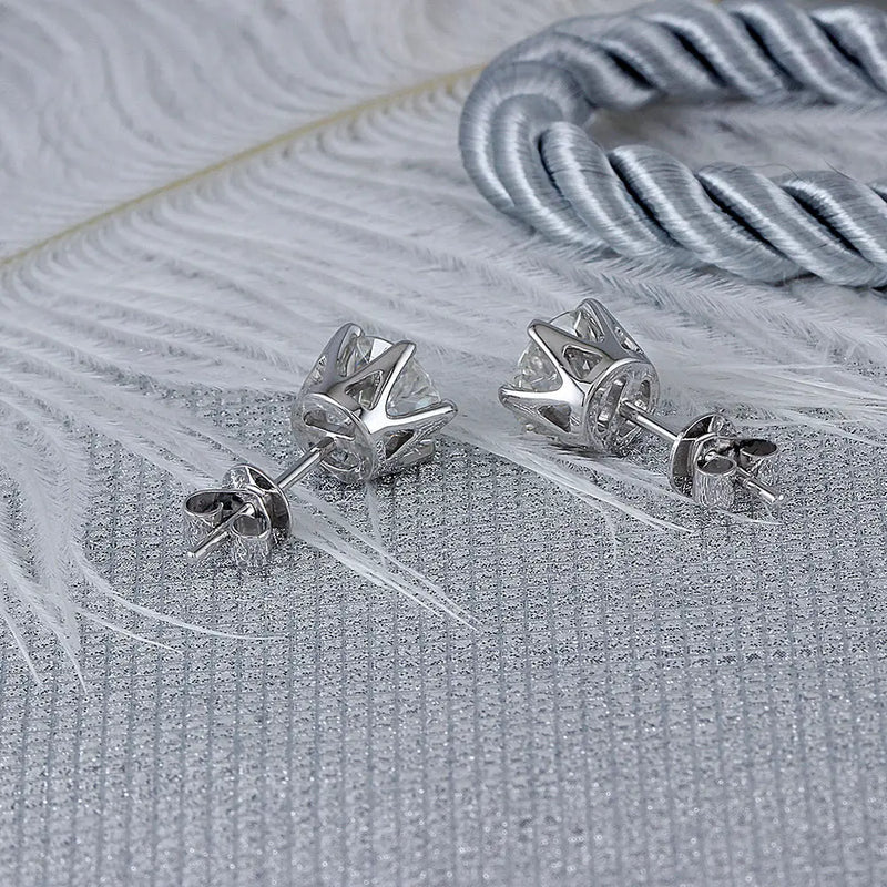 14k White Gold Moissanite Stud Earrings 2ctw Moissanite Engagement Rings & Jewelry | Earrings Set | Luxus Moissanite