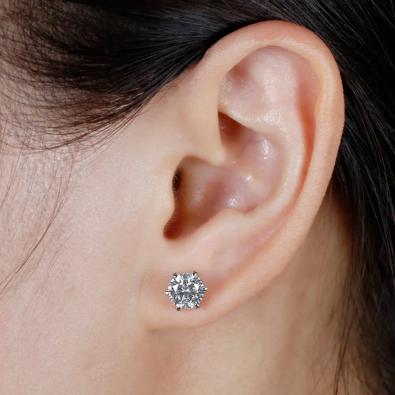 14k White Gold Moissanite Stud Earrings 2ctw Moissanite Engagement Rings & Jewelry | Earrings Set | Luxus Moissanite