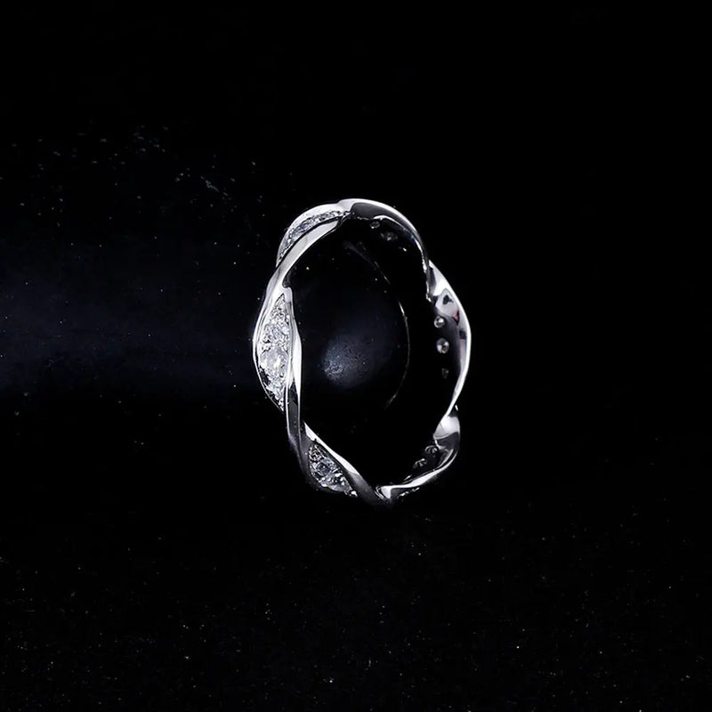 14k White Gold Moissanite Twisted Eternity Ring / Wedding Band Moissanite Engagement Rings & Jewelry | Luxus Moissanite