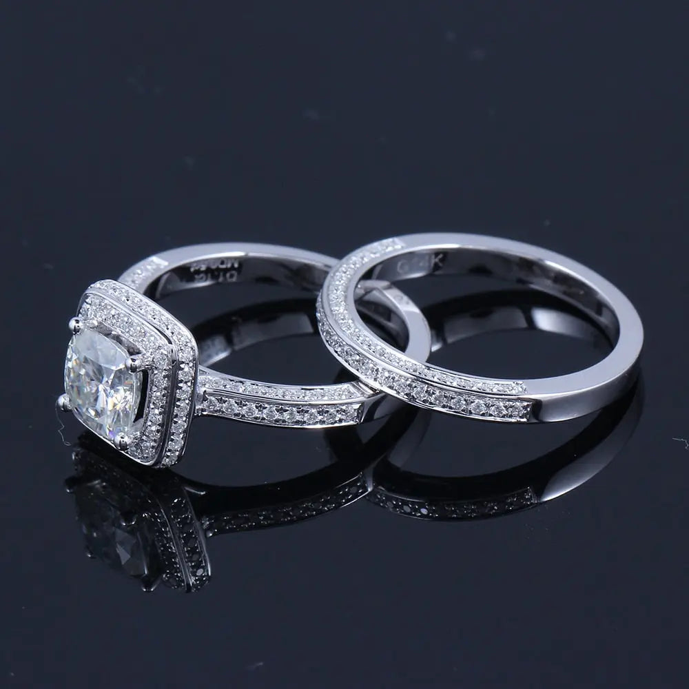 14k White Gold Moissanite Wedding Set (Rings Can Be Bought Separately) Moissanite Engagement Rings & Jewelry | Affordable Jewelry Sets  |  Luxus Moissanite