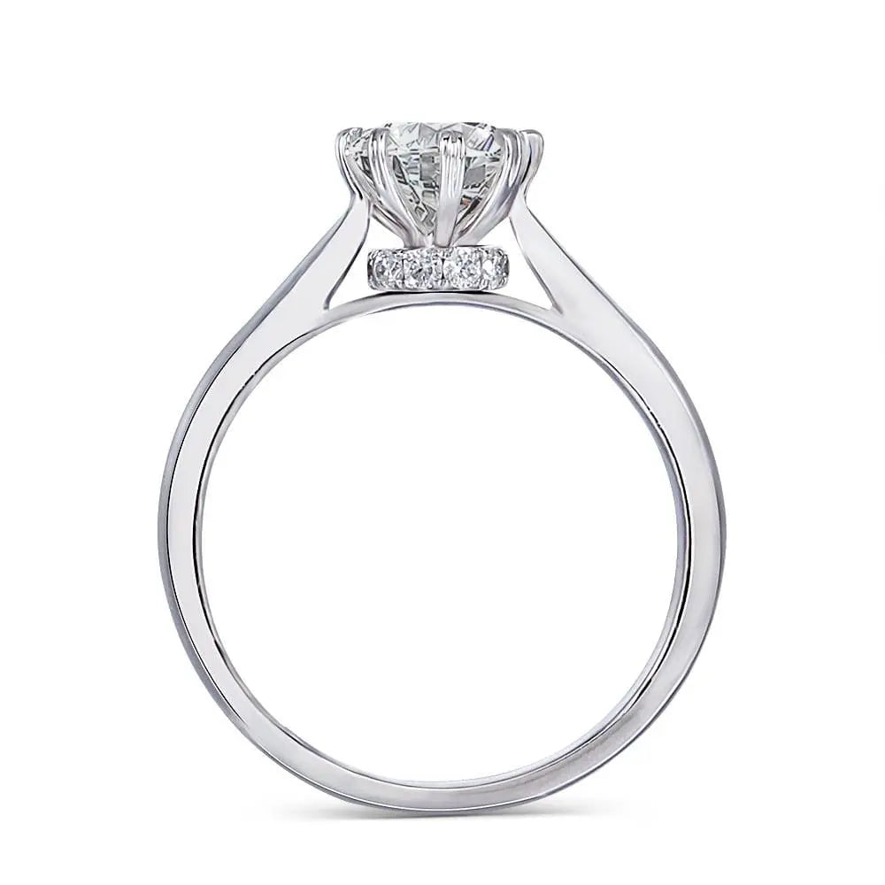 14k White Gold Octagon Cut Hidden Halo Moissanite Ring 1ct Moissanite Engagement Rings & Jewelry | Luxus Moissanite | Latest Engagement Ring Styles