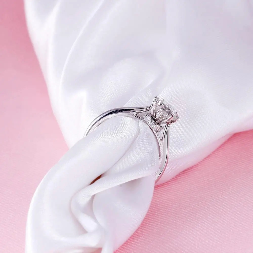 14k White Gold Octagon Cut Hidden Halo Moissanite Ring 1ct Moissanite Engagement Rings & Jewelry | Luxus Moissanite Latest Engagement Ring Styles