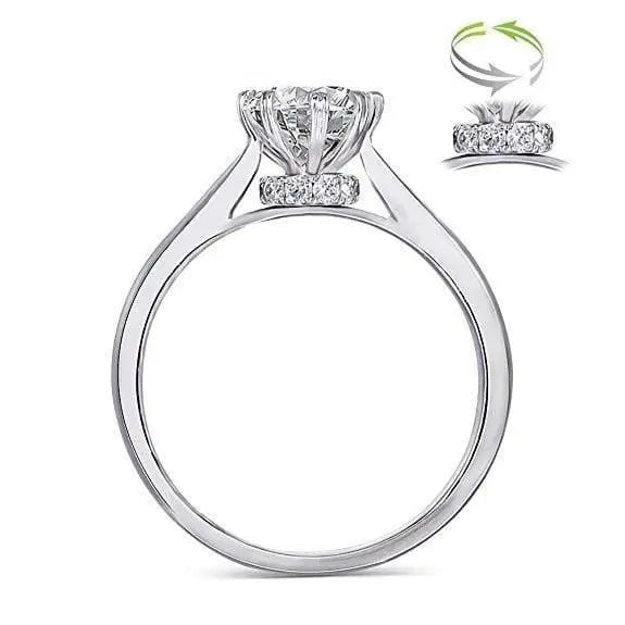 14k White Gold Octagon Cut Hidden Halo Moissanite Ring 1ct Moissanite Engagement Rings & Jewelry | Luxus Moissanite Latest Engagement Ring Styles