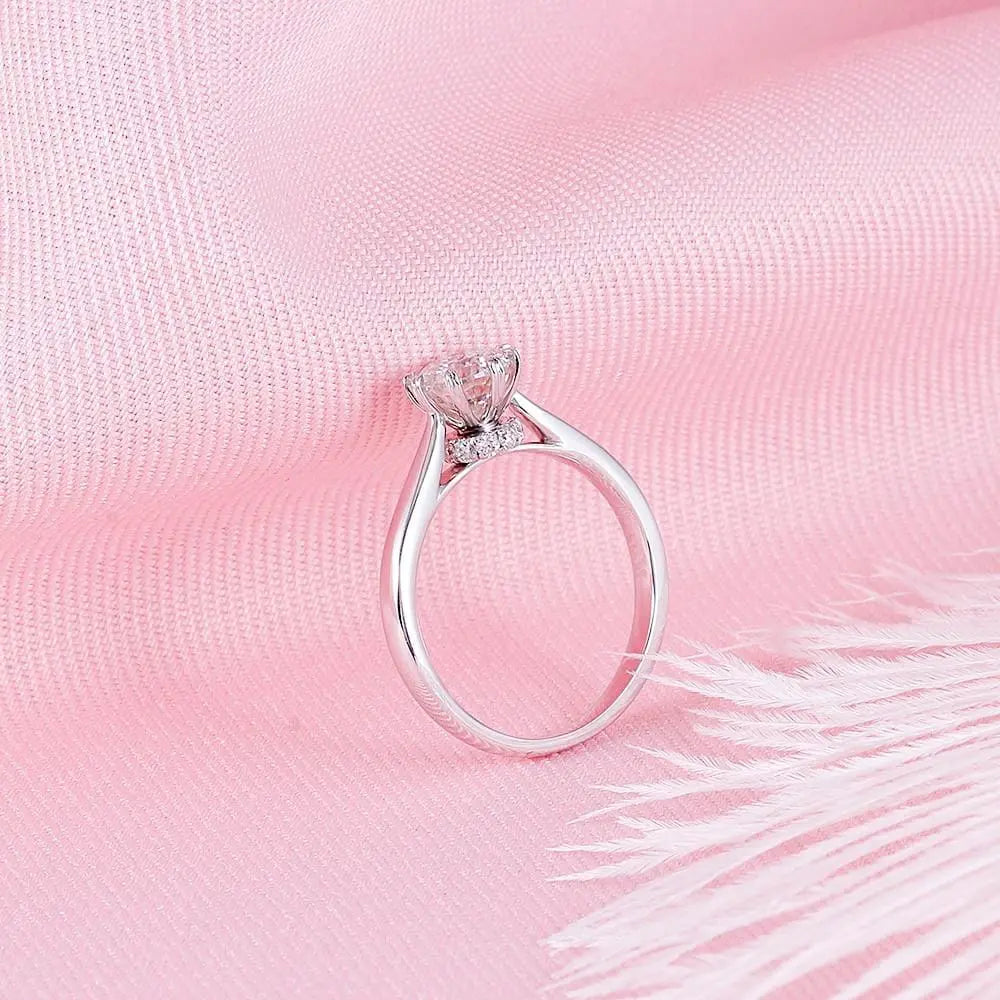 14k White Gold Octagon Cut Hidden Halo Moissanite Ring 1ct Moissanite Engagement Rings & Jewelry | Luxus Moissanite Latest Engagement Ring Styles