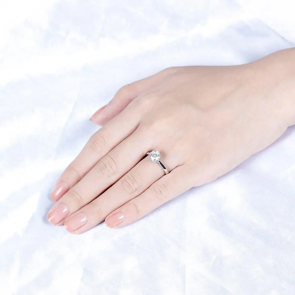 14k White Gold Octagon Cut Hidden Halo Moissanite Ring 1ct Moissanite Engagement Rings & Jewelry | Luxus Moissanite Latest Engagement Ring Styles