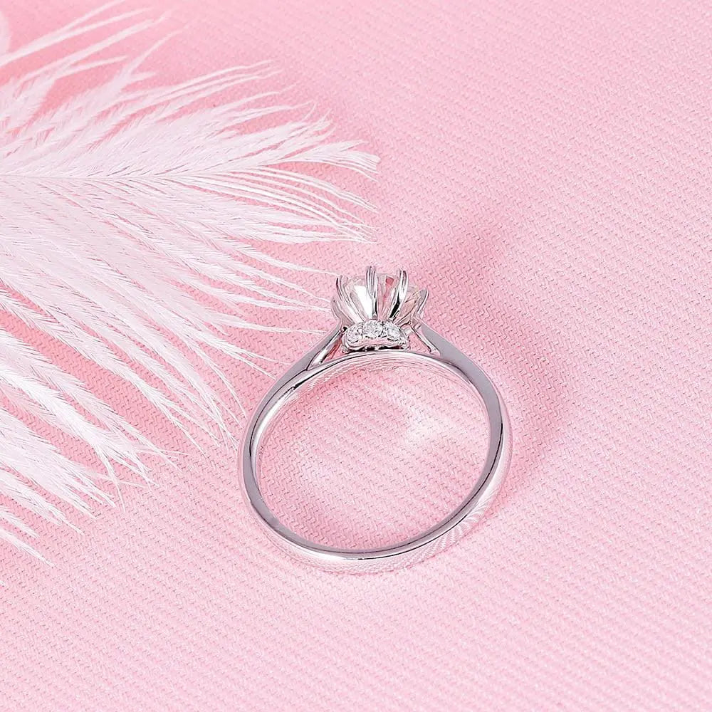 14k White Gold Octagon Cut Hidden Halo Moissanite Ring 1ct Moissanite Engagement Rings & Jewelry | Luxus Moissanite Latest Engagement Ring Styles