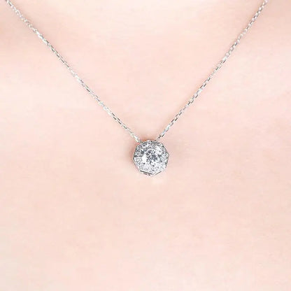 14k White Gold Octagon Cut Moissanite Necklace 1ct Center Stone Moissanite Engagement Rings & Jewelry | Octagon Necklace | Luxus Moissanite