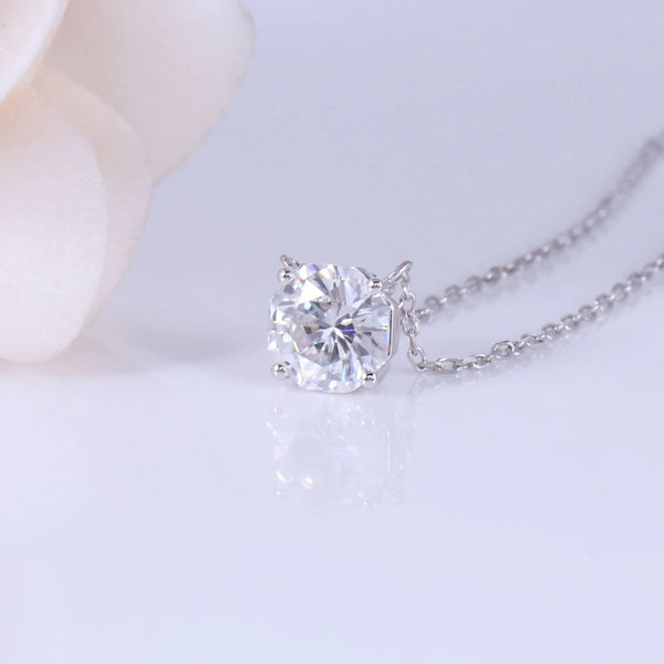 14k White Gold Octagon Cut Moissanite Necklace 1ct Moissanite Engagement Rings & Jewelry | Luxus Moissanite