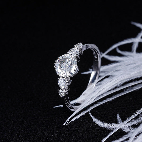14k White Gold Octagon Cut Moissanite Ring 1.28ct Total Moissanite Engagement Rings & Jewelry | Luxus Moissanite