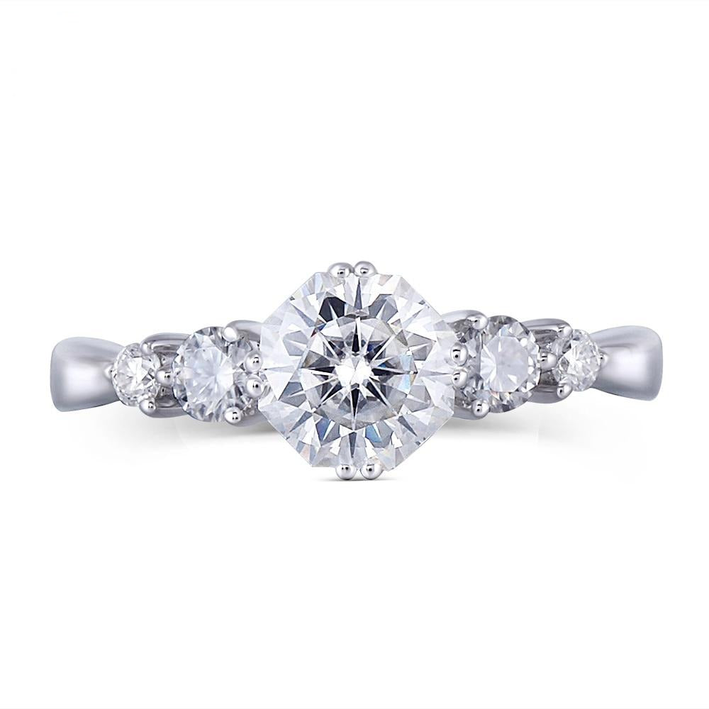 14k White Gold Octagon Cut Moissanite Ring 1.28ct Total Moissanite Engagement Rings & Jewelry | Luxus Moissanite