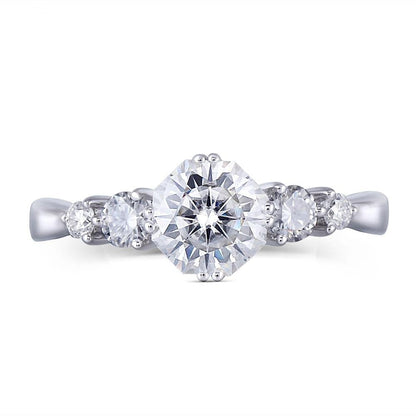 14k White Gold Octagon Cut Moissanite Ring 1.28ct Total Moissanite Engagement Rings & Jewelry | Luxus Moissanite