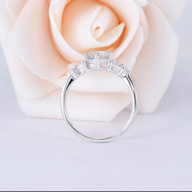 14k White Gold Octagon Cut Moissanite Ring 1.28ct Total Moissanite Engagement Rings & Jewelry | Luxus Moissanite