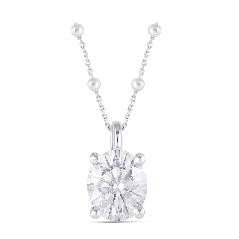 14k White Gold Oval Moissanite Necklace 2ct Moissanite Engagement Rings & Jewelry | Luxus Moissanite