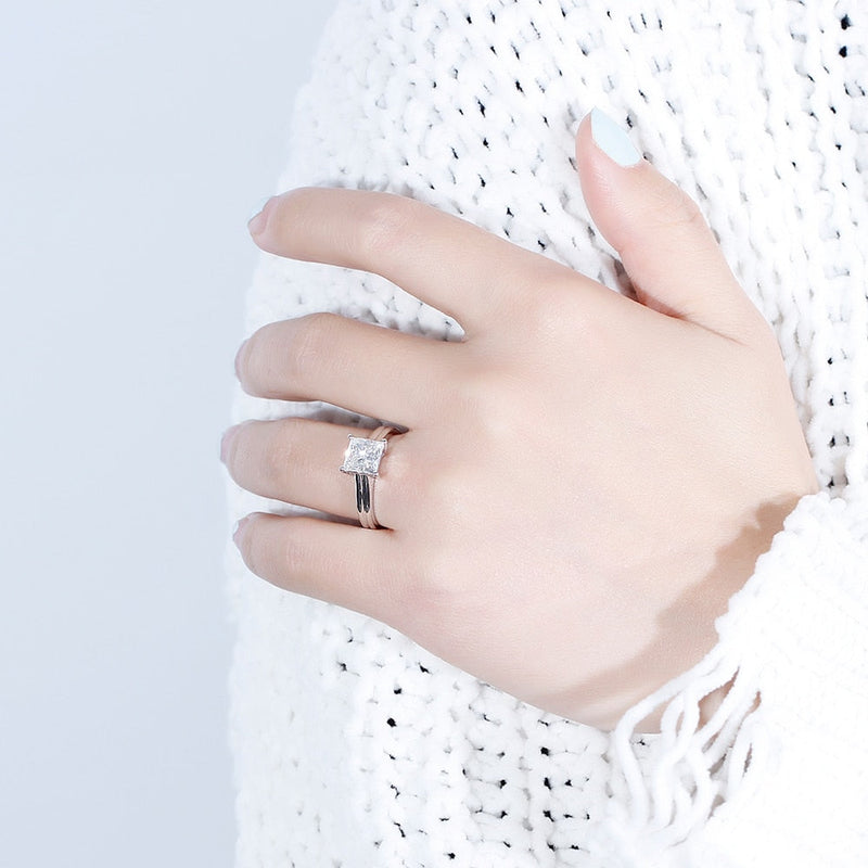 14k White Gold Princess Cut Moissanite Ring 1.5ct Moissanite Engagement Rings & Jewelry | Luxus Moissanite
