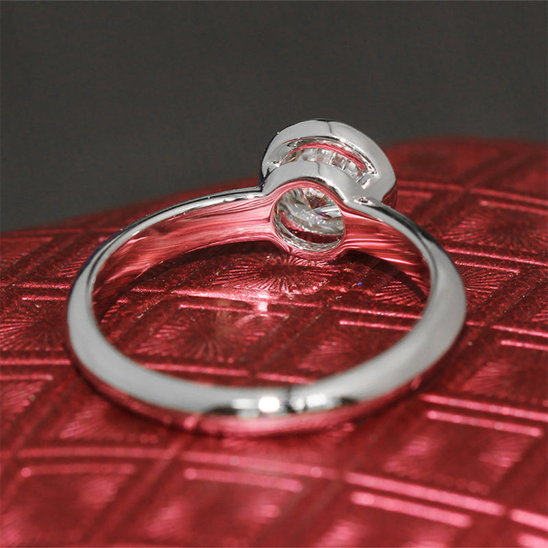 14k White Gold Solitaire Bezel Set Moissanite Ring 1ct Moissanite Engagement Rings & Jewelry | Luxus Moissanite