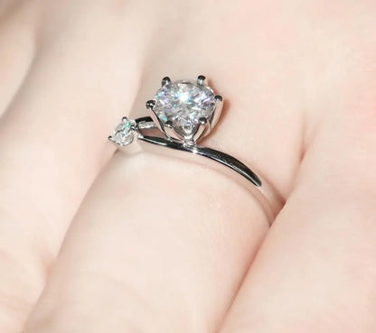 14k White Gold Solitaire Moissanite 2 Stone Ring 1ct Main Stone Moissanite Engagement Rings & Jewelry | Luxus Moissanite | Engagement Rings White Gold Vintage