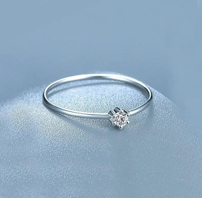 14k White Gold Solitaire Moissanite Ring 0.1ct Moissanite Engagement Rings & Jewelry | Luxus Moissanite - Best Solitaire Ring Collection!