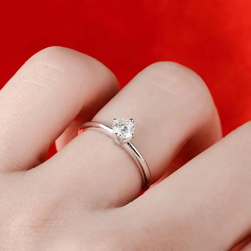 14k White Gold Solitaire Moissanite Ring 0.5ct Moissanite Engagement Rings & Jewelry | 0.5ct Moissanite Ring | Luxus Moissanite