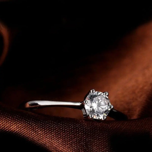 14k White Gold Solitaire Moissanite Ring 0.5ct Moissanite Engagement Rings & Jewelry | Buy Moissanite Ring | Luxus Moissanite