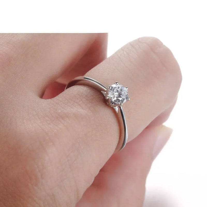 14k White Gold Solitaire Moissanite Ring 0.5ct Moissanite Engagement Rings & Jewelry |  moissanite jewellery  | Luxus Moissanite
