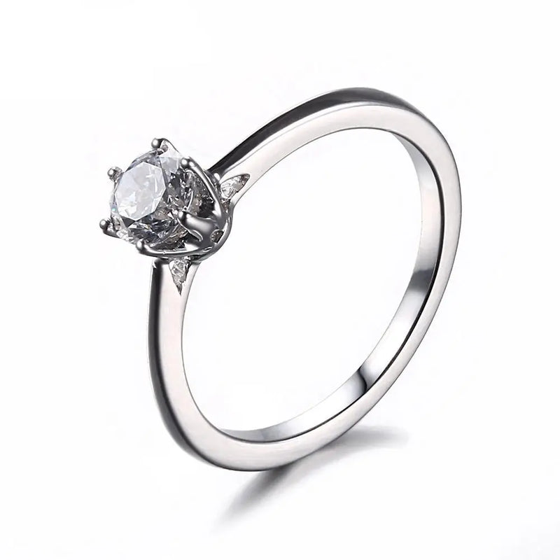 14k White Gold Solitaire Moissanite Ring 0.5ct Moissanite Engagement Rings & Jewelry |  moissanite jewellery  | Luxus Moissanite