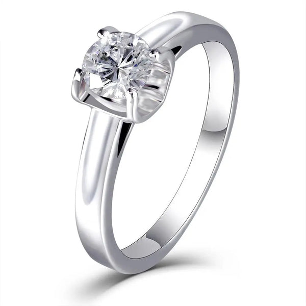 14k White Gold Solitaire Moissanite Ring 0.5ct Moissanite Engagement Rings & Jewelry | 14k White Gold Solitaire Moissanite Best Engagement Ring Online 0.5ct | Luxus Moissanite