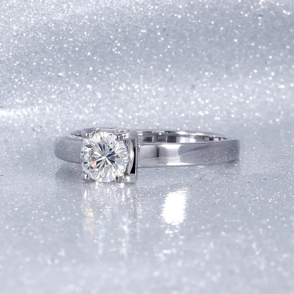 14k White Gold Solitaire Moissanite Ring 0.5ct Moissanite Engagement Rings & Jewelry | 14k White Gold Solitaire Moissanite Best Engagement Ring Online | Luxus Moissanite