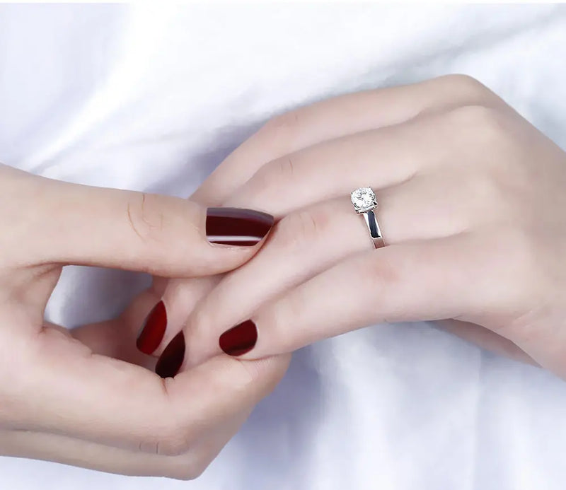 14k White Gold Solitaire Moissanite Ring 0.5ct Moissanite Engagement Rings & Jewelry | Best Engagement Ring Online |Luxus Moissanite