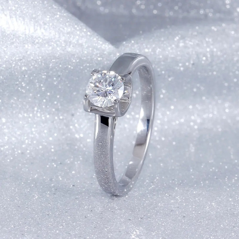 14k White Gold Solitaire Moissanite Ring 0.5ct Moissanite Engagement Rings & Jewelry | Best Engagement Ring Online |Luxus Moissanite
