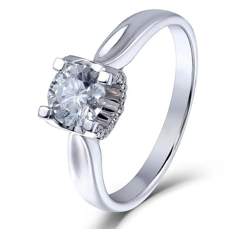 14k White Gold Solitaire Moissanite Ring 1ct Center Stone Moissanite Engagement Rings & Jewelry | Luxus Moissanite
