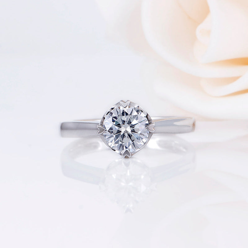 14k White Gold Solitaire Moissanite Ring 1ct Moissanite Engagement Rings & Jewelry | Solitaire Engagement Ring 1 Carat | Luxus Moissanite