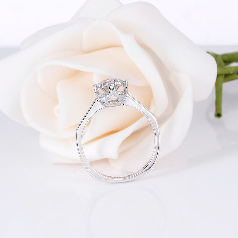 14k White Gold Solitaire Moissanite Ring 1ct Moissanite Engagement Rings & Jewelry | Solitaire Engagement Ring 1 Carat| Luxus Moissanite
