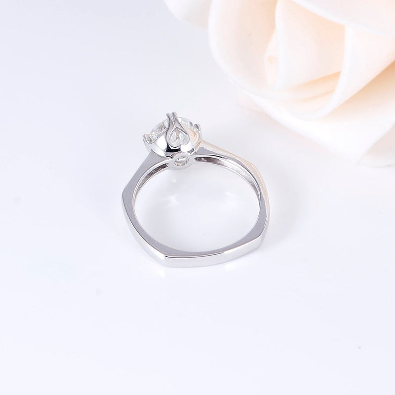 14k White Gold Solitaire Moissanite Ring 1ct Moissanite Engagement Rings & Jewelry | Solitaire Engagement Ring 1 Carat| Luxus Moissanite