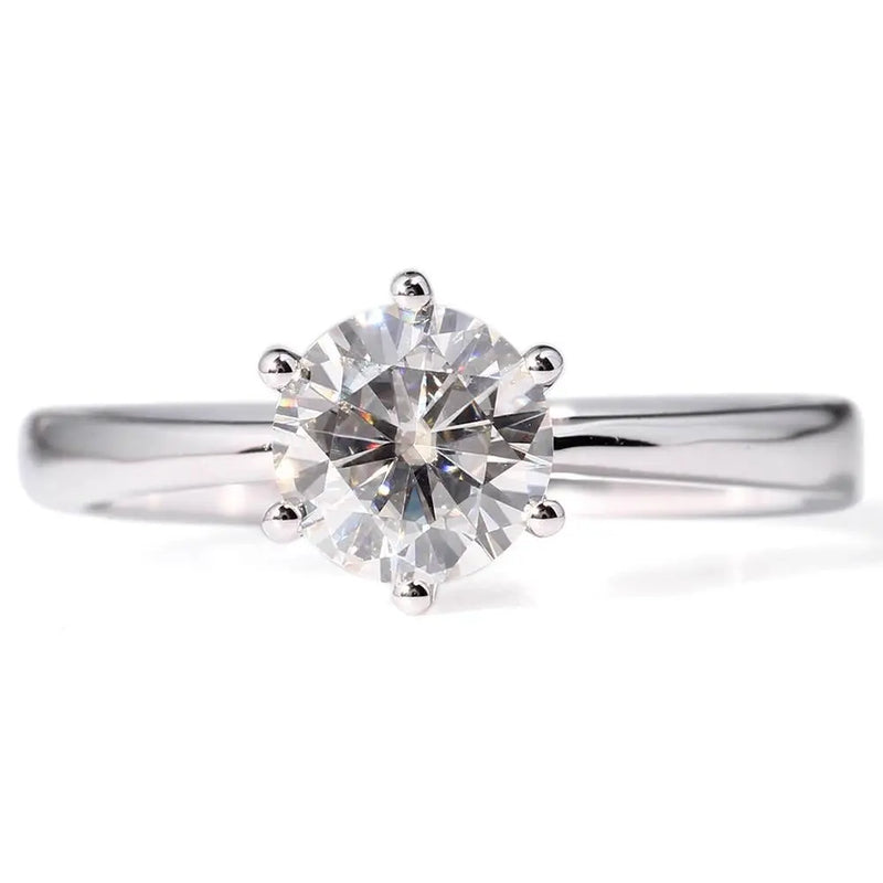14k White Gold Solitaire Moissanite Ring 1ct Moissanite Engagement Rings & Jewelry | Beautiful Engagement Ring | Luxus Moissanite