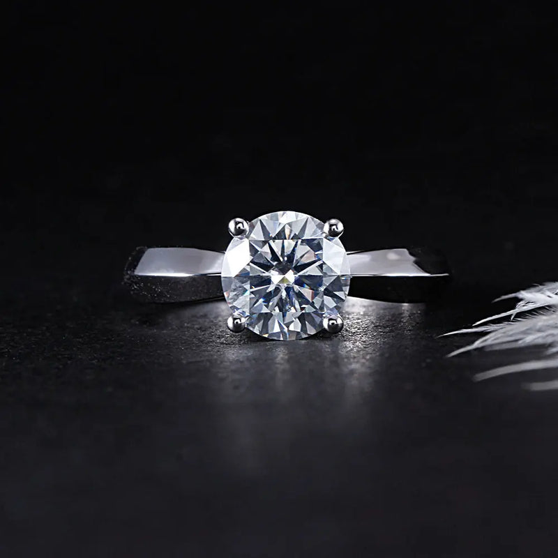 14k White Gold Solitaire Moissanite Ring 1ct Moissanite Engagement Rings & Jewelry | 14k White Gold Solitaire Ring | Luxus Moissanite