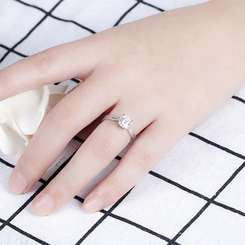 14k White Gold Solitaire Moissanite Ring 1ct Moissanite Engagement Rings & Jewelry Moissanite Jewelry for Women | Luxus Moissanite