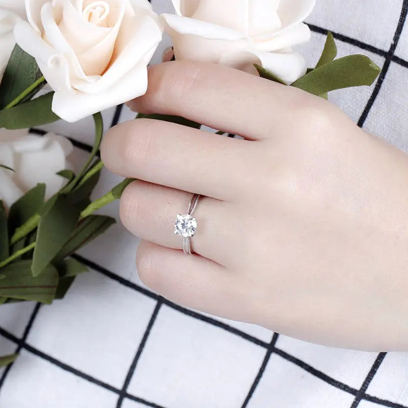 14k White Gold Solitaire Moissanite Ring 1ct Moissanite Engagement Rings & Jewelry | Moissanite Jewelry for Women | Luxus Moissanite