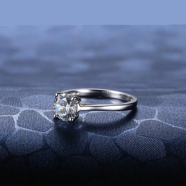 14k White Gold Solitaire Moissanite Ring 1ct Moissanite Engagement Rings & Jewelry |  14k White Gold Moissanite Engagement Ring | Luxus Moissanite