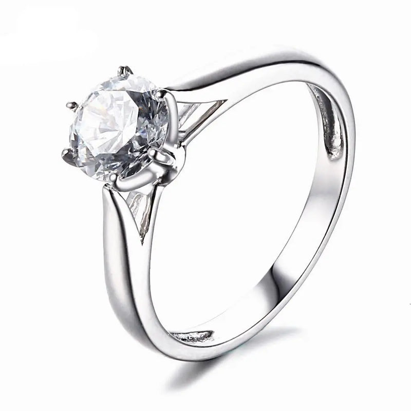 14k White Gold Solitaire Moissanite Ring 1ct Moissanite Engagement Rings & Jewelry | 1 Carat Engagement Ring |Luxus Moissanite