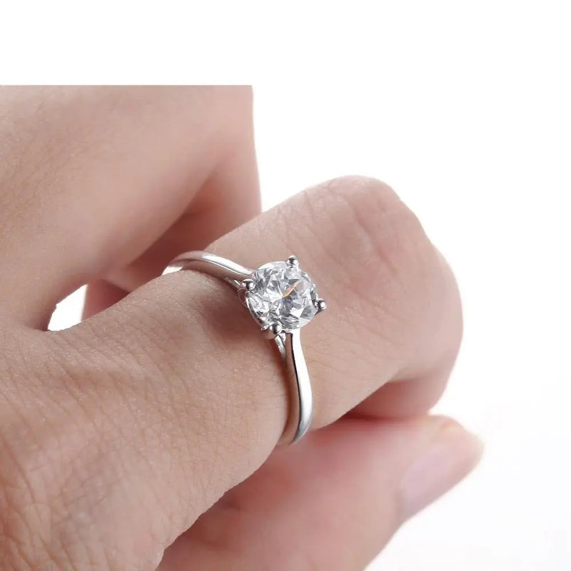 14k White Gold Solitaire Moissanite Ring 1ct Moissanite Engagement Rings & Jewelry | 14k White Gold Moissanite Engagement Ring | Luxus Moissanite