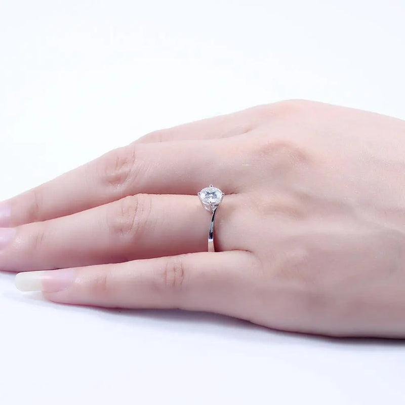 14k White Gold Solitaire Moissanite Ring 1ct Moissanite Engagement Rings & Jewelry - wedding ring set woman| Luxus Moissanite