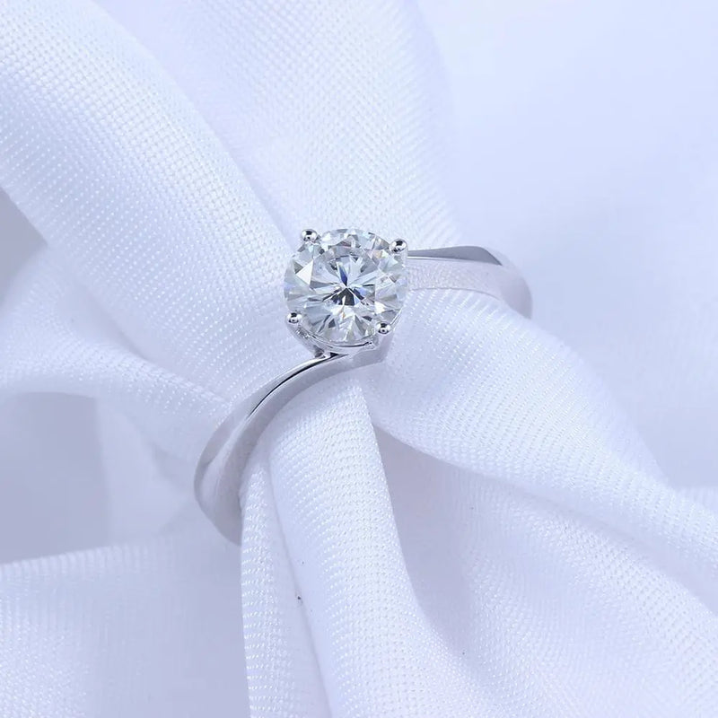 14k White Gold Solitaire Moissanite Ring 1ct Moissanite Engagement Rings & Jewelry - wedding ring set woman | Luxus Moissanite