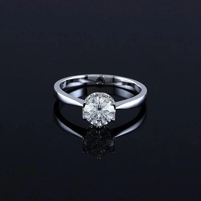 14k White Gold Solitaire Moissanite Ring 1ct – Luxus Moissanite