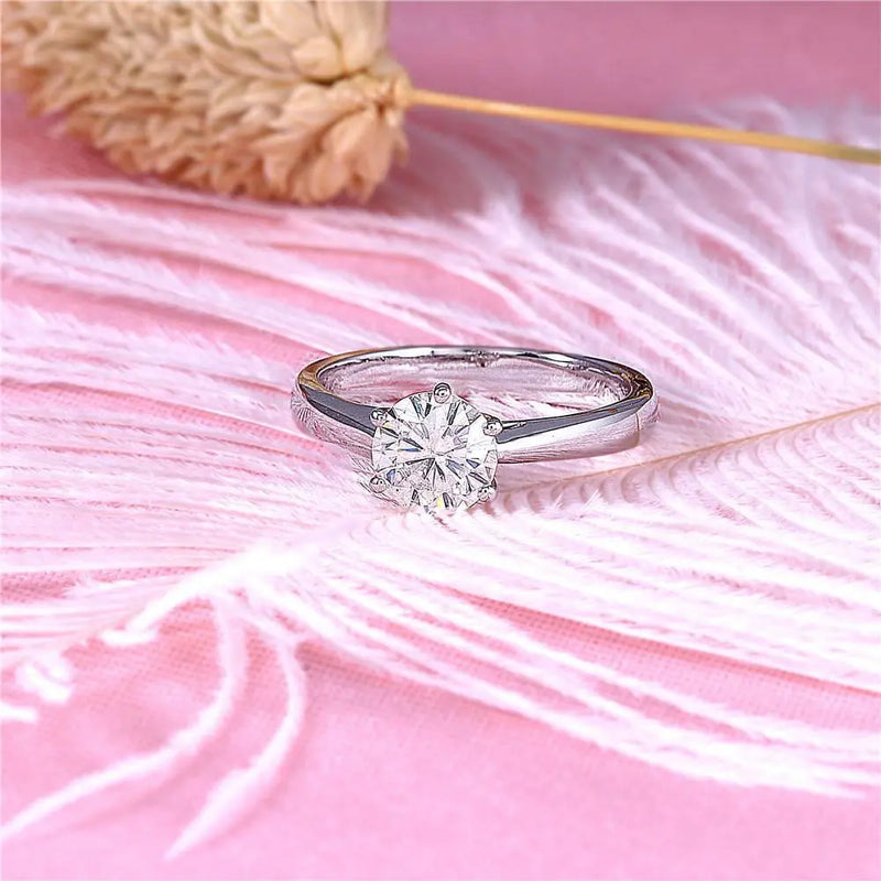 14k White Gold Solitaire Moissanite Ring 1ct Moissanite Engagement Rings & Jewelry | White Gold Ring |Luxus Moissanite
