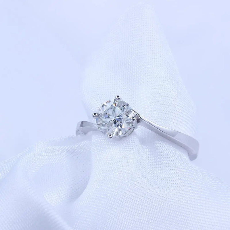 14k White Gold Solitaire Moissanite Ring 1ct Moissanite Engagement Rings & Jewelry  | wedding ring set woman| Luxus Moissanite