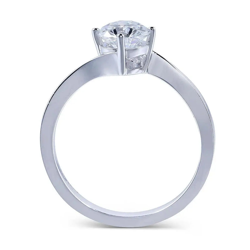 14k White Gold Solitaire Moissanite Ring 1ct Moissanite Engagement Rings & Jewelry | wedding ring set woman | Luxus Moissanite